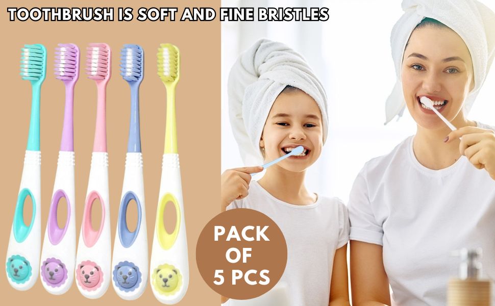 FunBlast Kids Toothbrushes Soft Bristles Colorful Ergonomic Design-motumal
