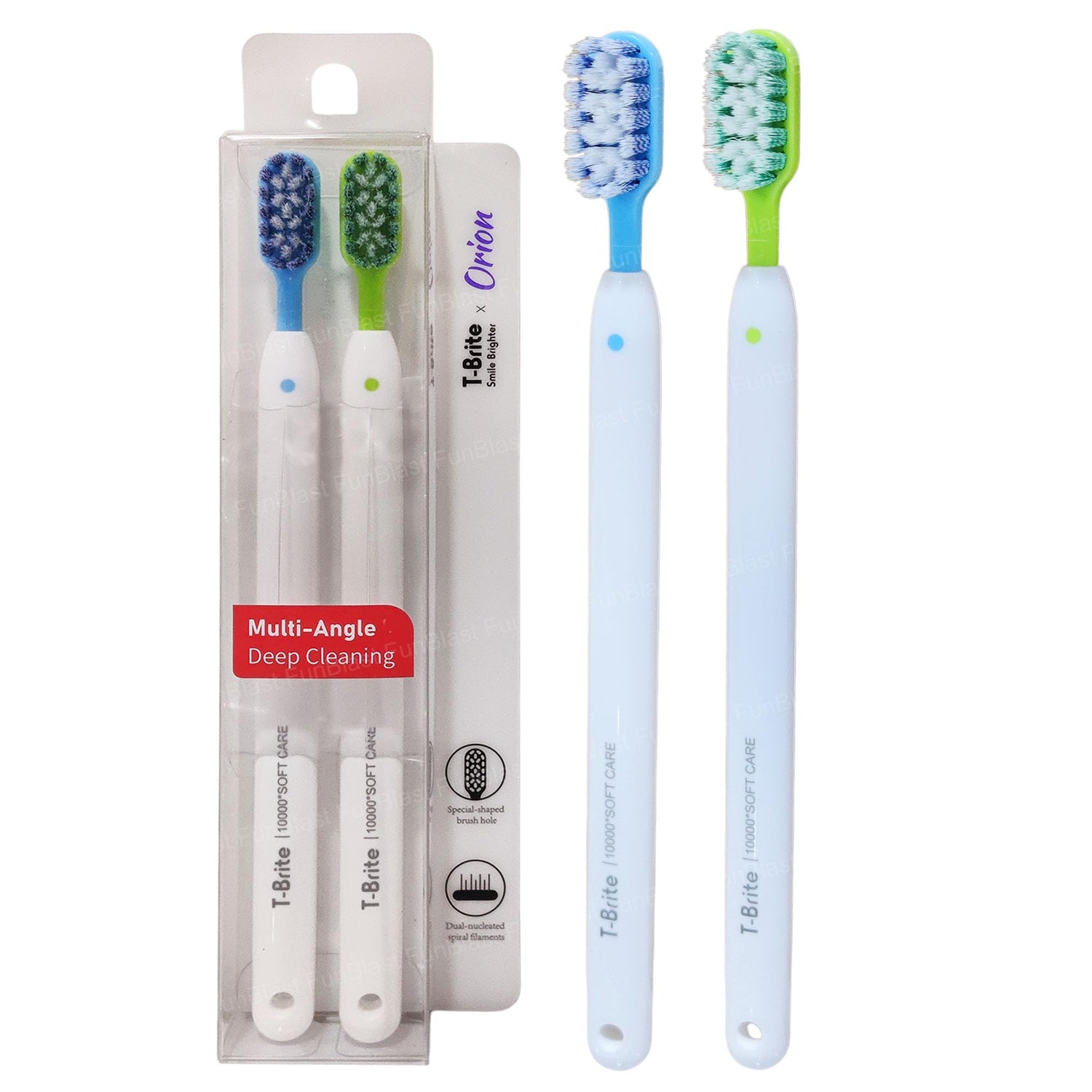 FunBlast Manual Toothbrushes Multicolor Soft Bristles Duo Motumal-motumal