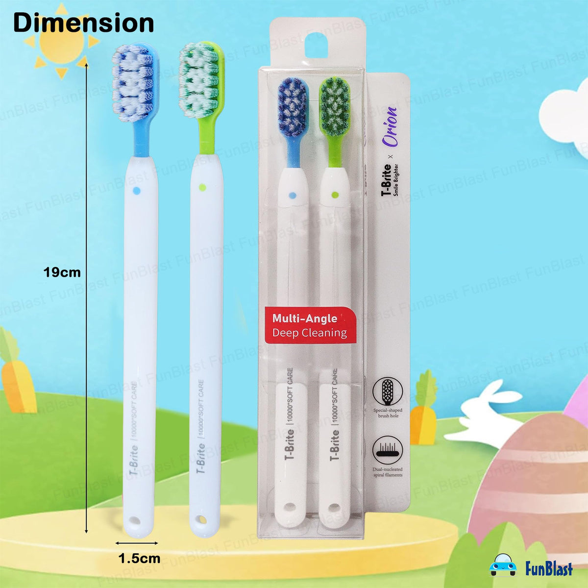FunBlast Manual Toothbrushes Multicolor Soft Bristles Duo Motumal-motumal