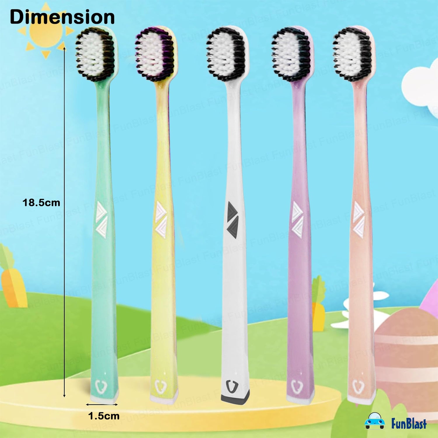 FunBlast Multicolour Soft Bristle Toothbrushes All Ages Motumal-motumal
