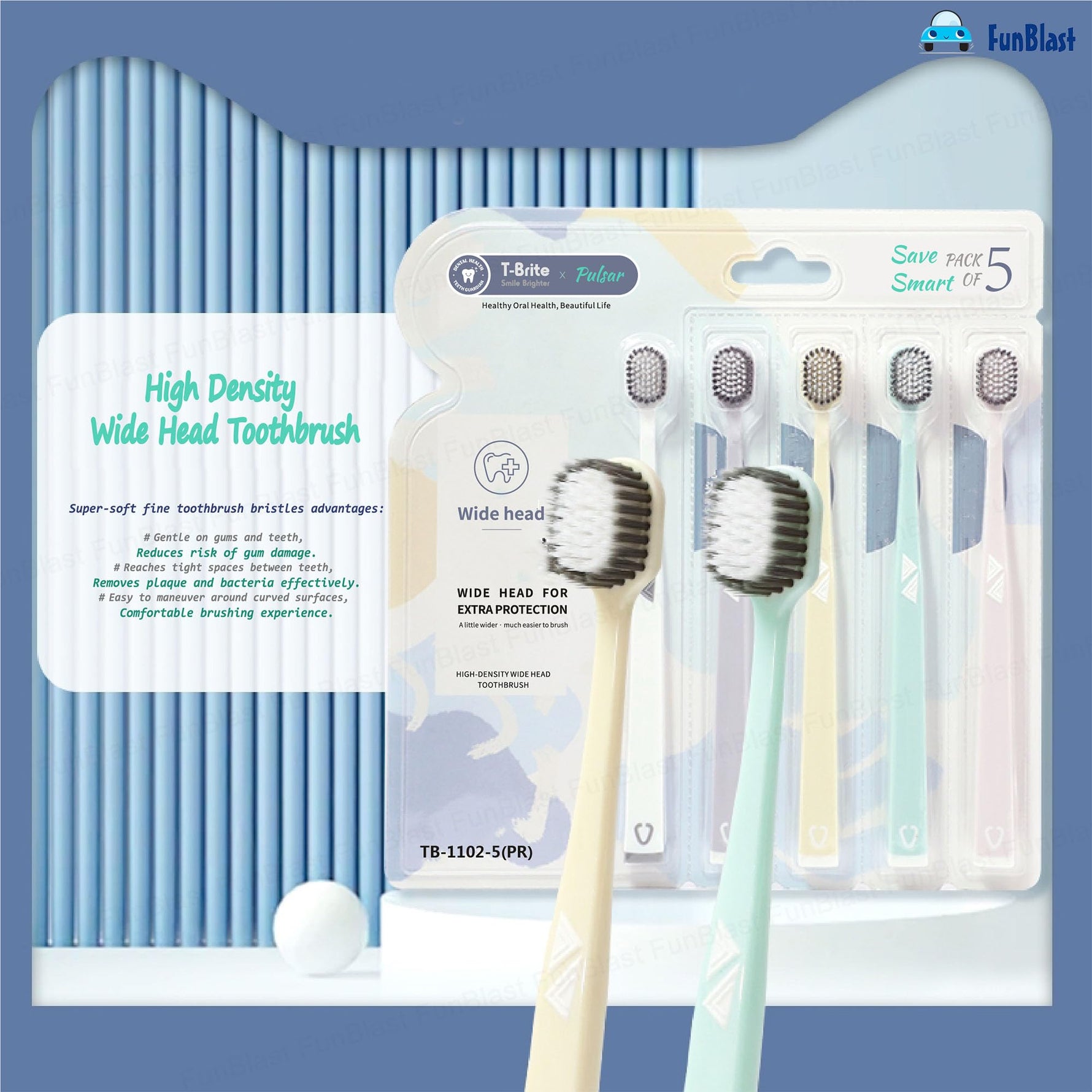 FunBlast Multicolour Soft Bristle Toothbrushes All Ages Motumal-motumal