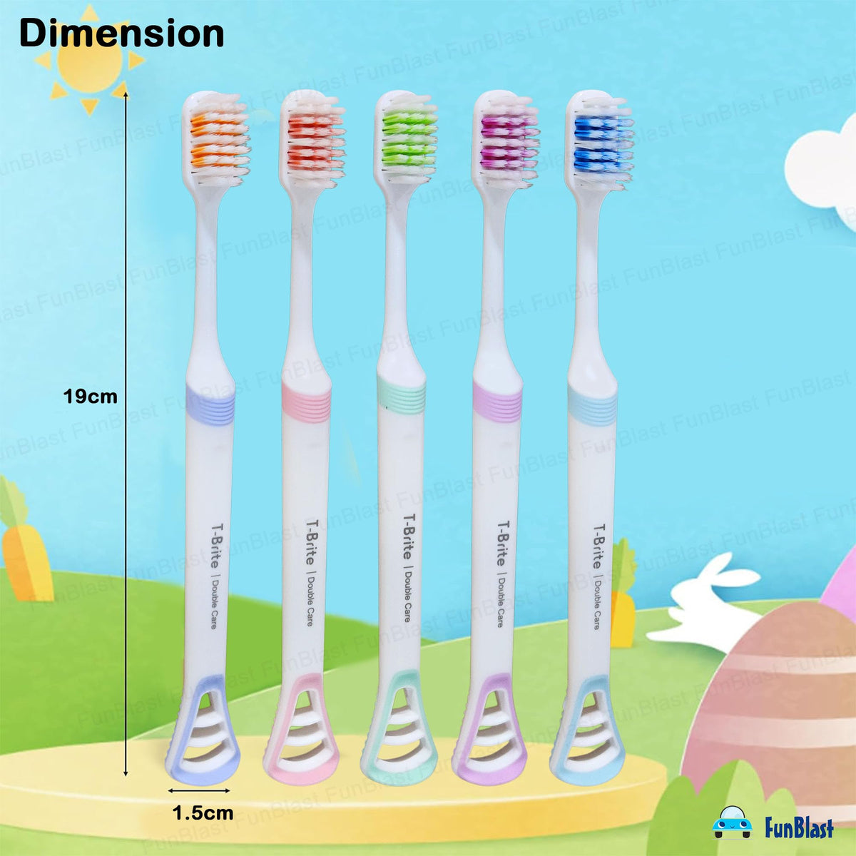 FunBlast Soft Bristles Toothbrushes Tongue Cleaner Five Motumal-motumal
