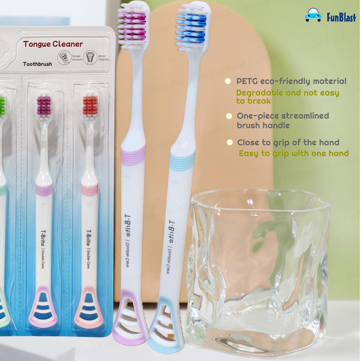 FunBlast Soft Bristles Toothbrushes Tongue Cleaner Five Motumal-motumal