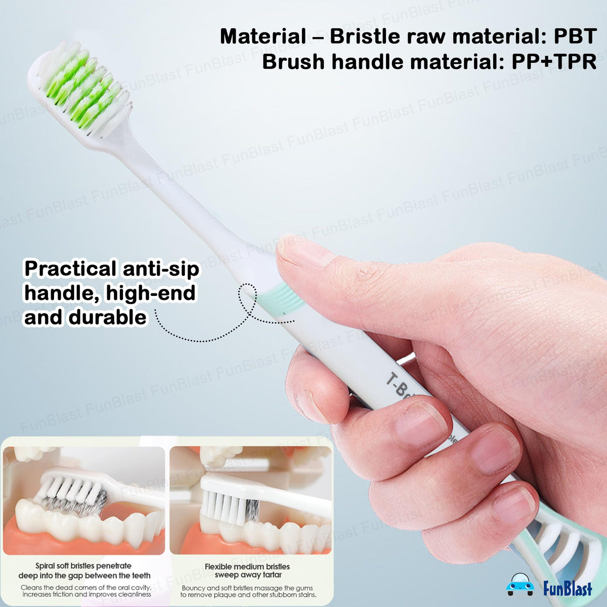 FunBlast Soft Bristles Toothbrushes Tongue Cleaner Five Motumal-motumal