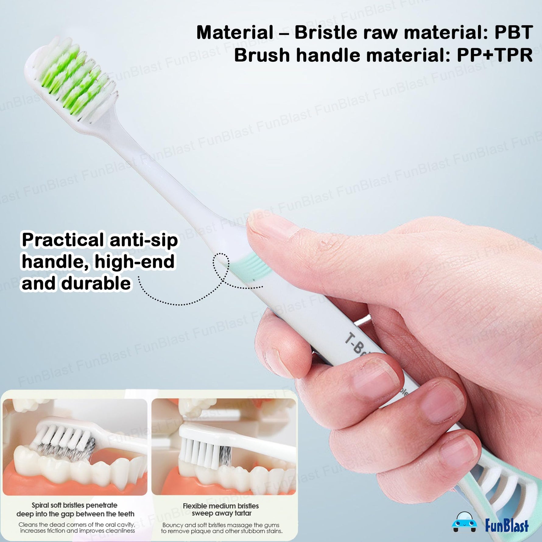 FunBlast Soft Bristles Toothbrushes Tongue Cleaner Five Motumal-motumal