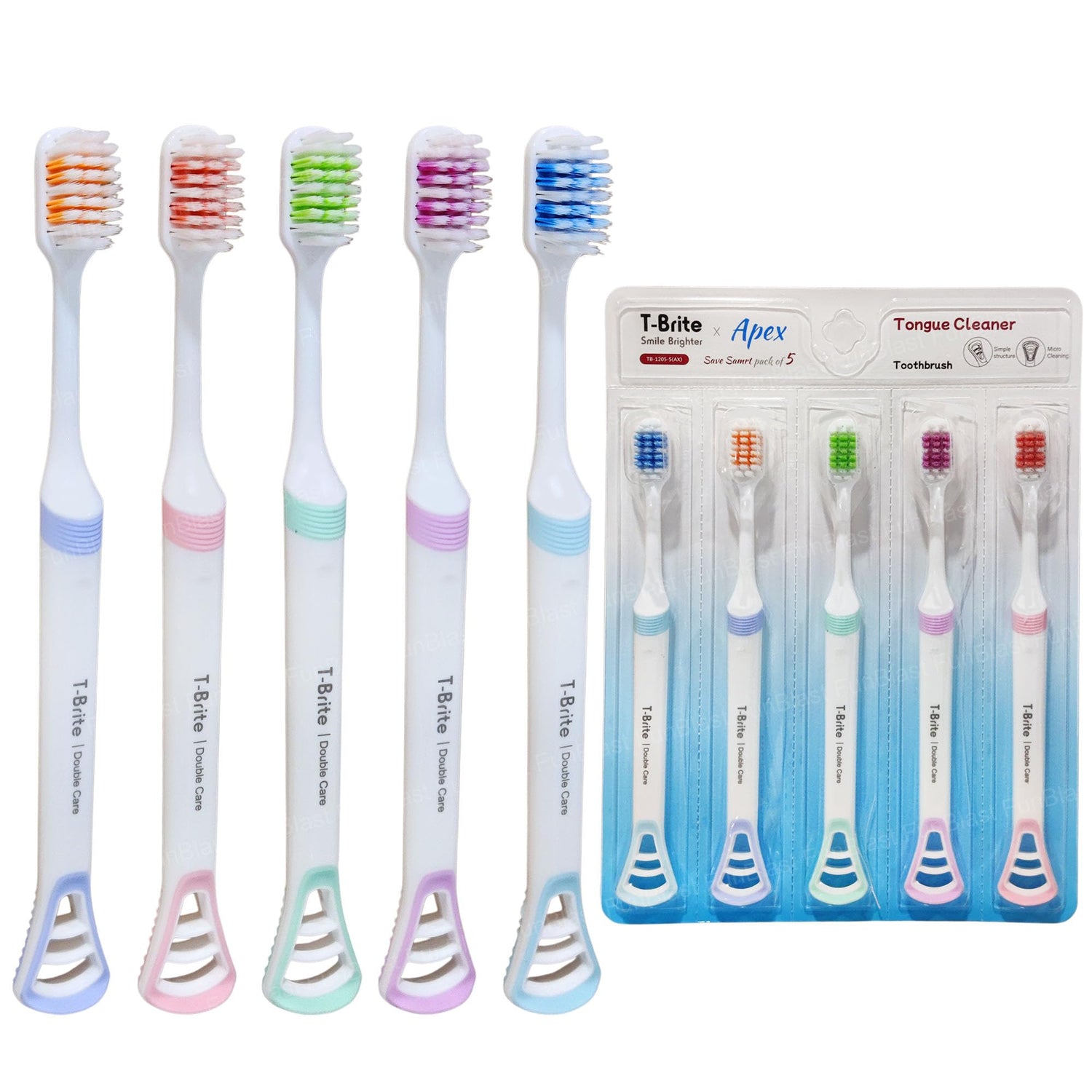 FunBlast Soft Bristles Toothbrushes Tongue Cleaner Five Motumal-motumal