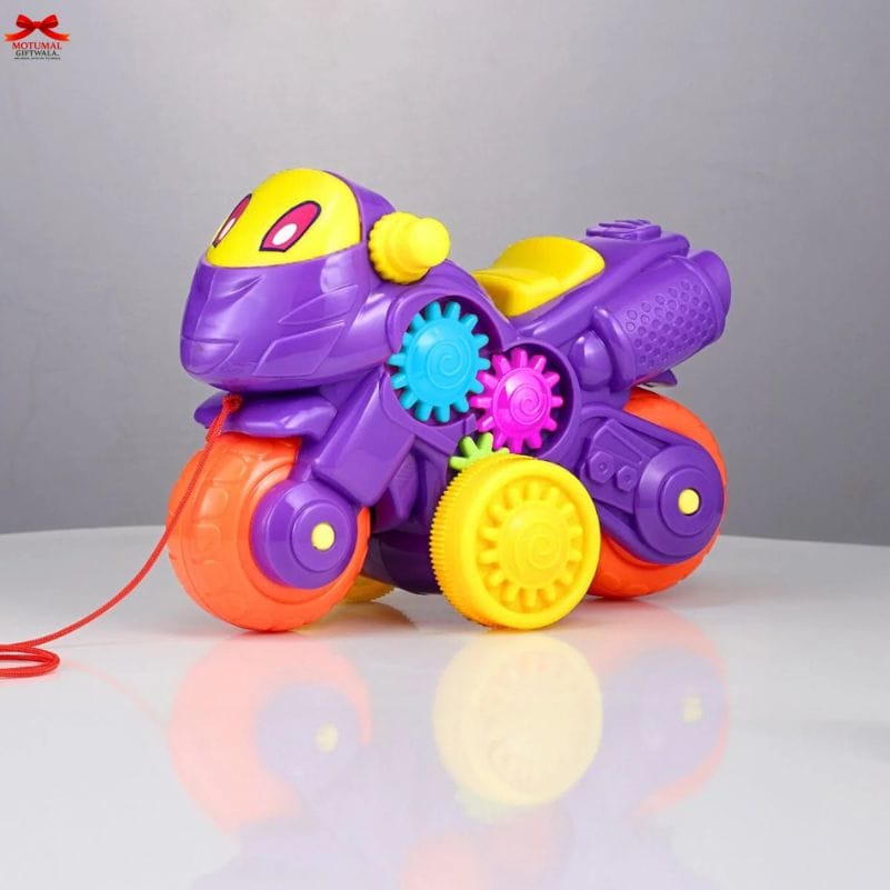 Gear-O-Bike Pull Along Motorcycle Toy Rotating Gears Motumal-motumal