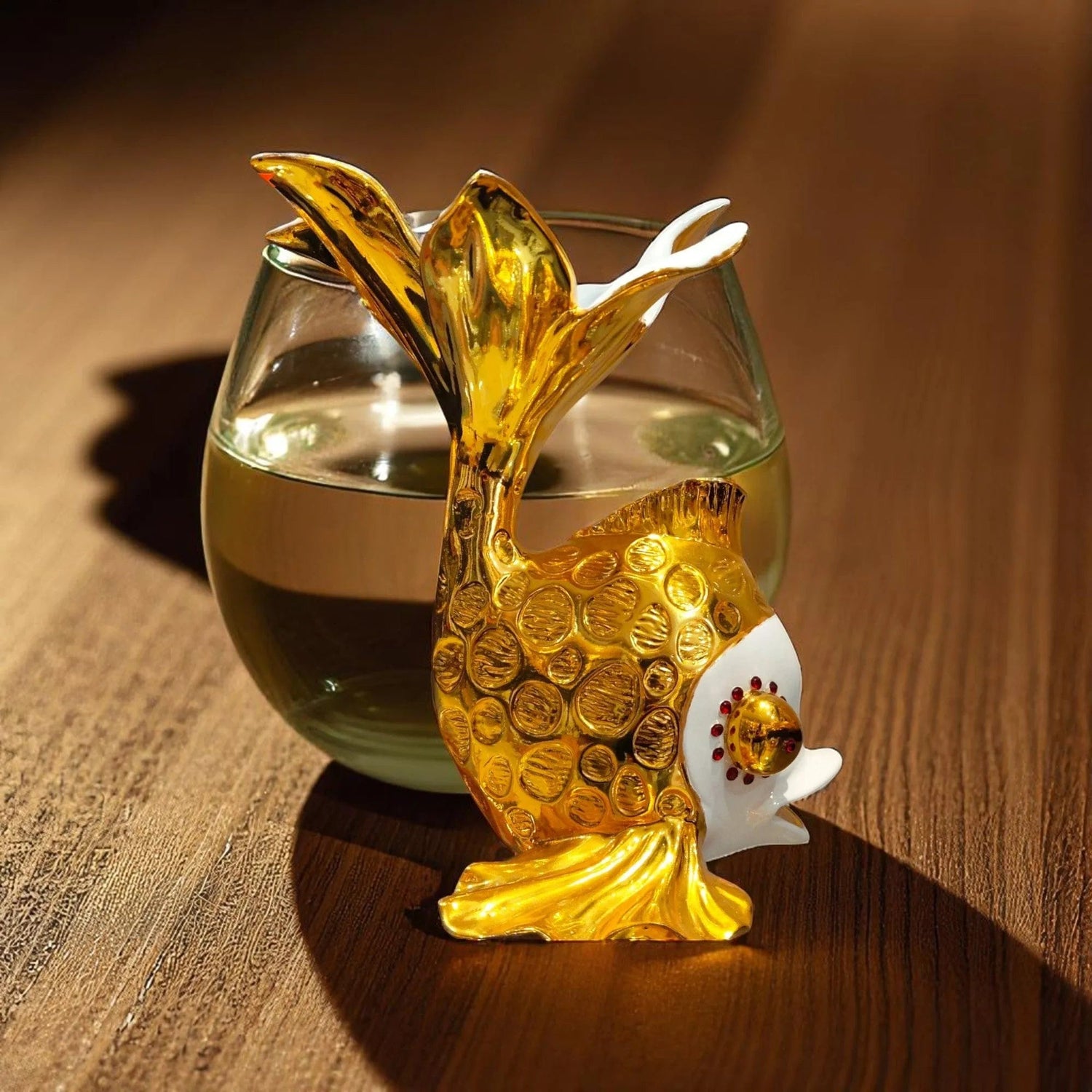 Golden Bloom Fish Showpiece Vastu Home Decor Prosperity Motumal-motumal