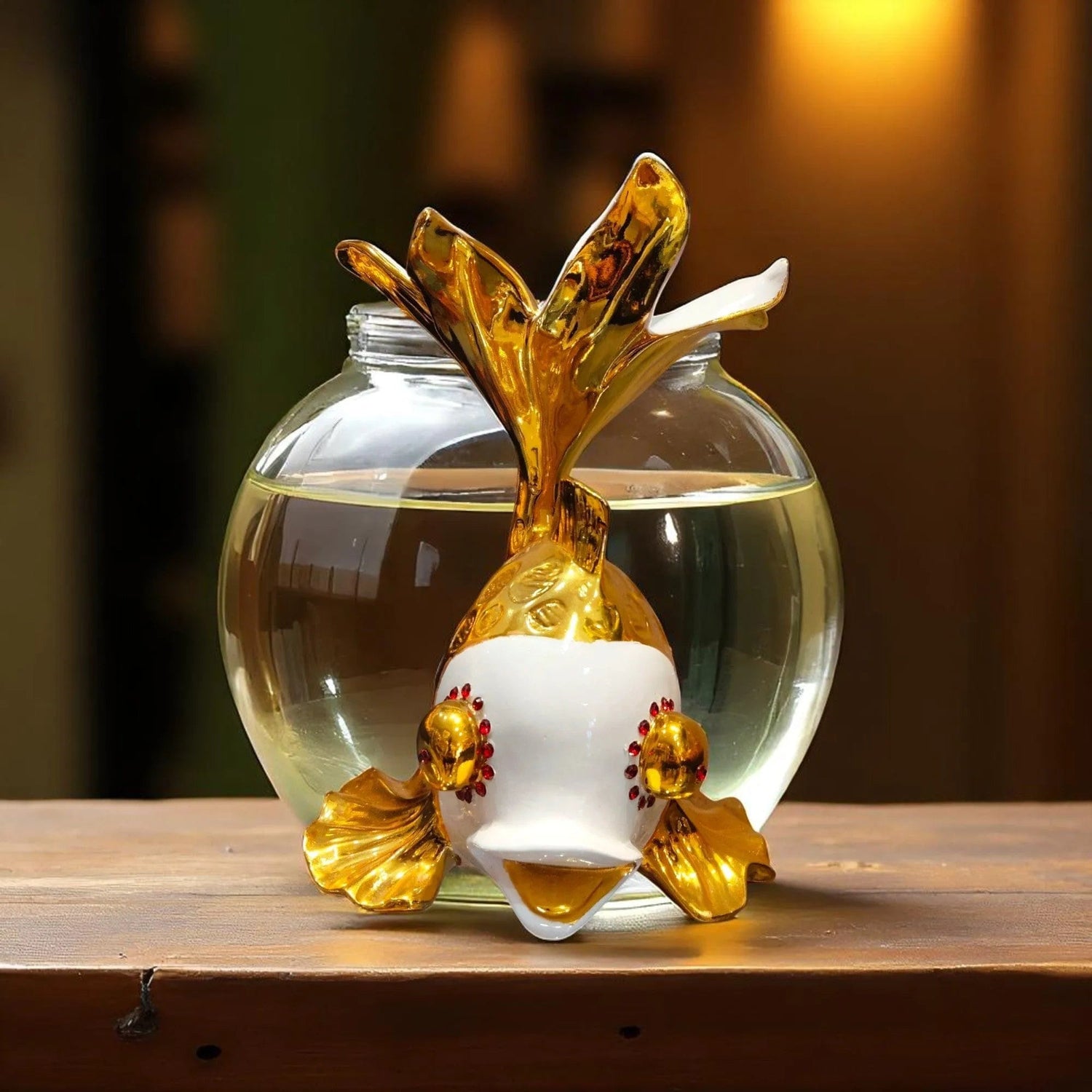 Golden Bloom Fish Showpiece Vastu Home Decor Prosperity Motumal-motumal