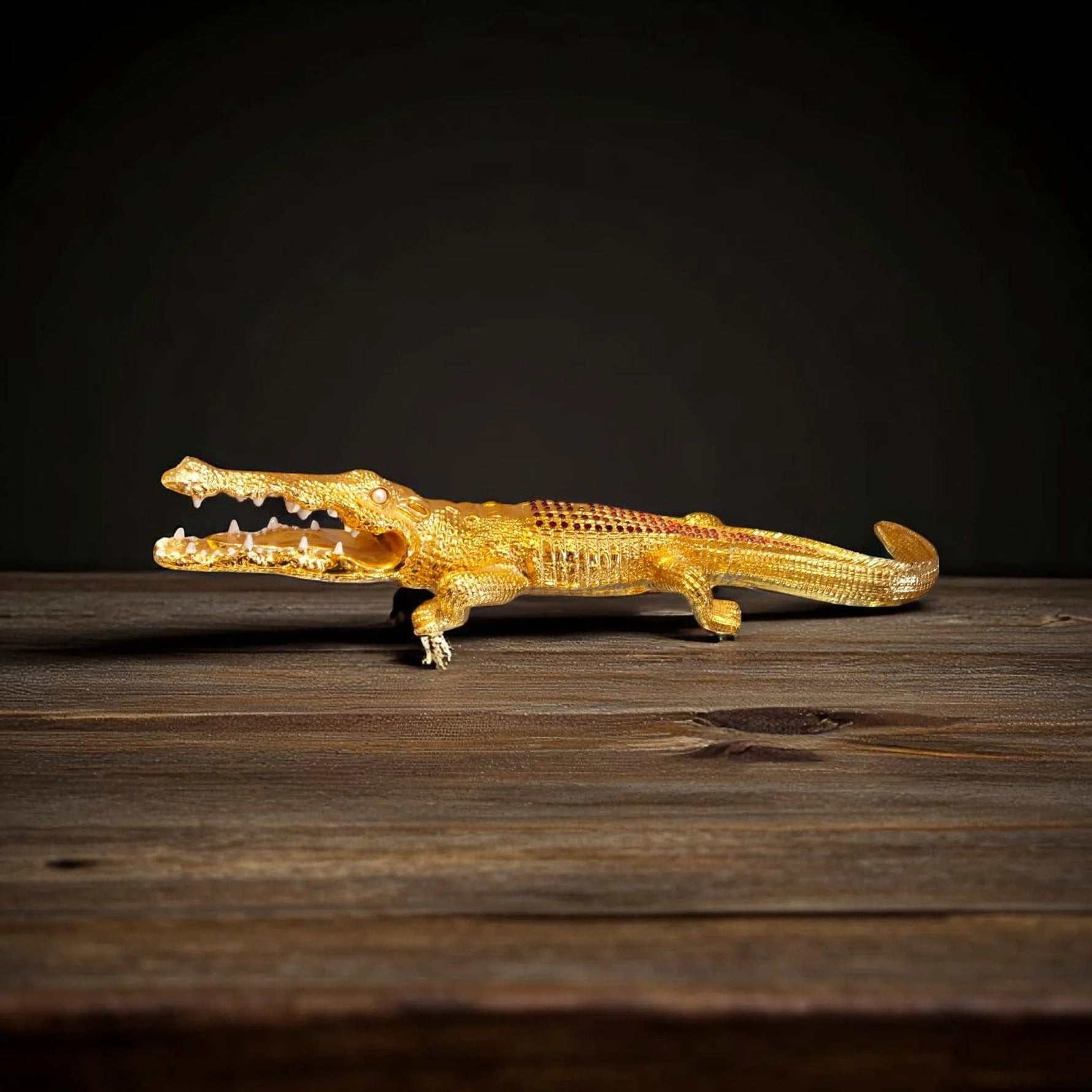 Golden Crocodile Showpiece Bold Home Decor Accent Statement Motumal-motumal
