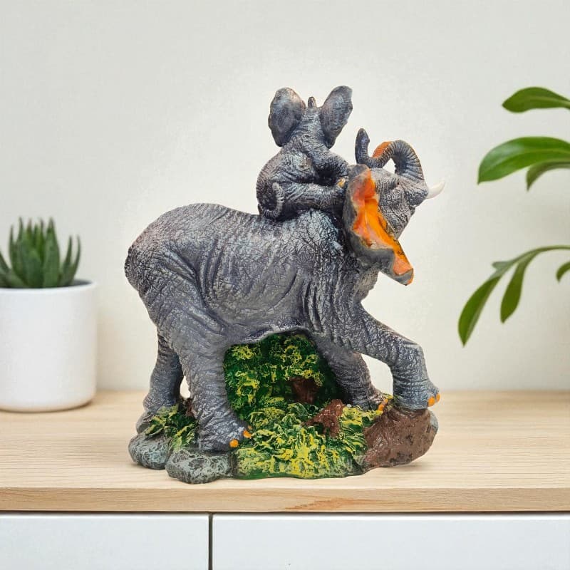 Golden Ear Elephant Family Showpiece Home Decor Figurine Motumal-motumal