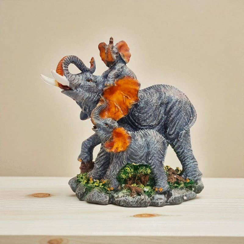 Golden Ear Elephant Family Showpiece Home Decor Figurine Motumal-motumal