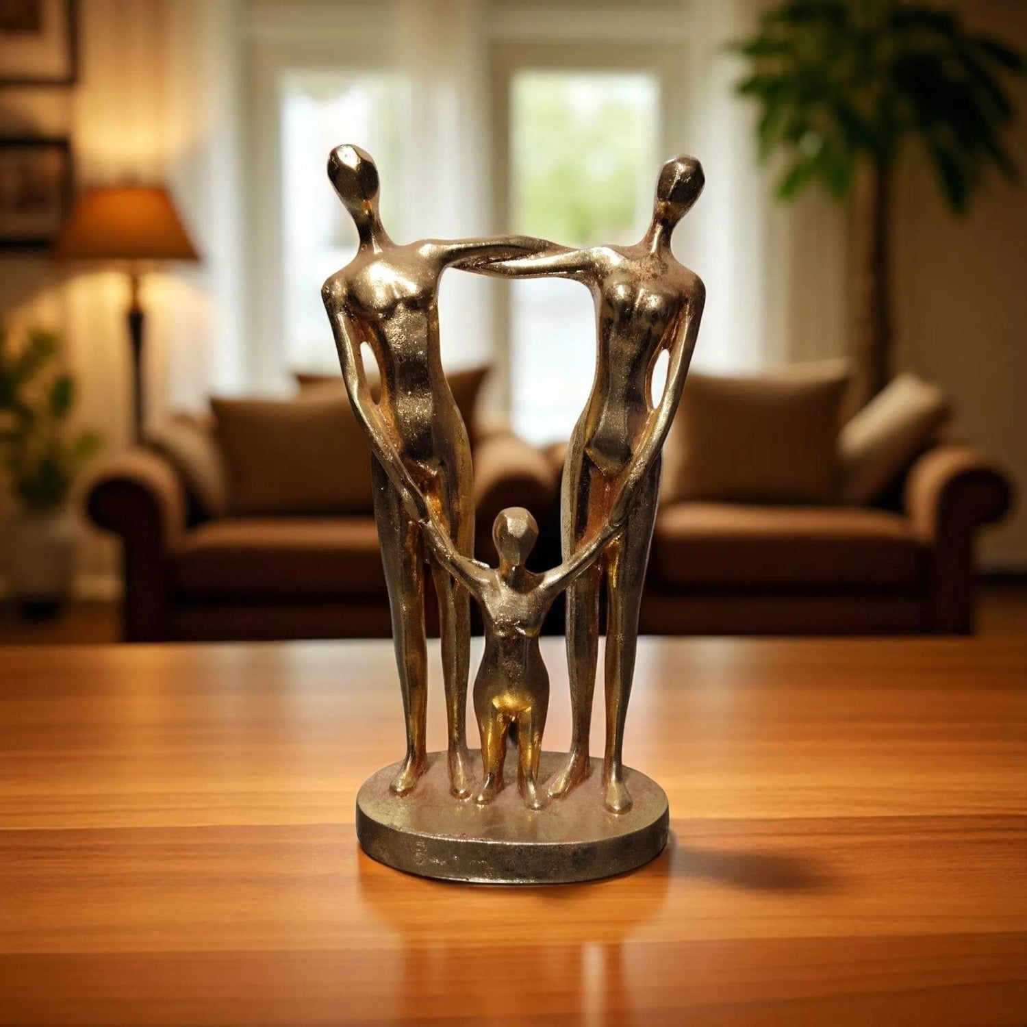 Golden Family Embrace Showpiece Handcrafted Resin Statue Motumal-motumal