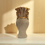Golden Floral Glitter Vase Decorative Poly Resin Home Accent Motumal-motumal