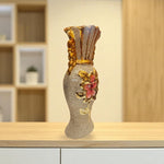 Golden Floral Glitter Vase Decorative Poly Resin Home Accent Motumal-motumal