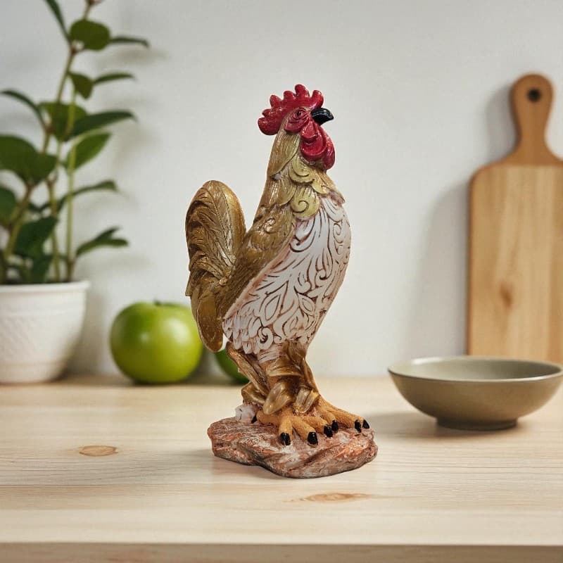 Golden Glory Rooster Figurine Decor Sculpture Home Accent Motumal-motumal