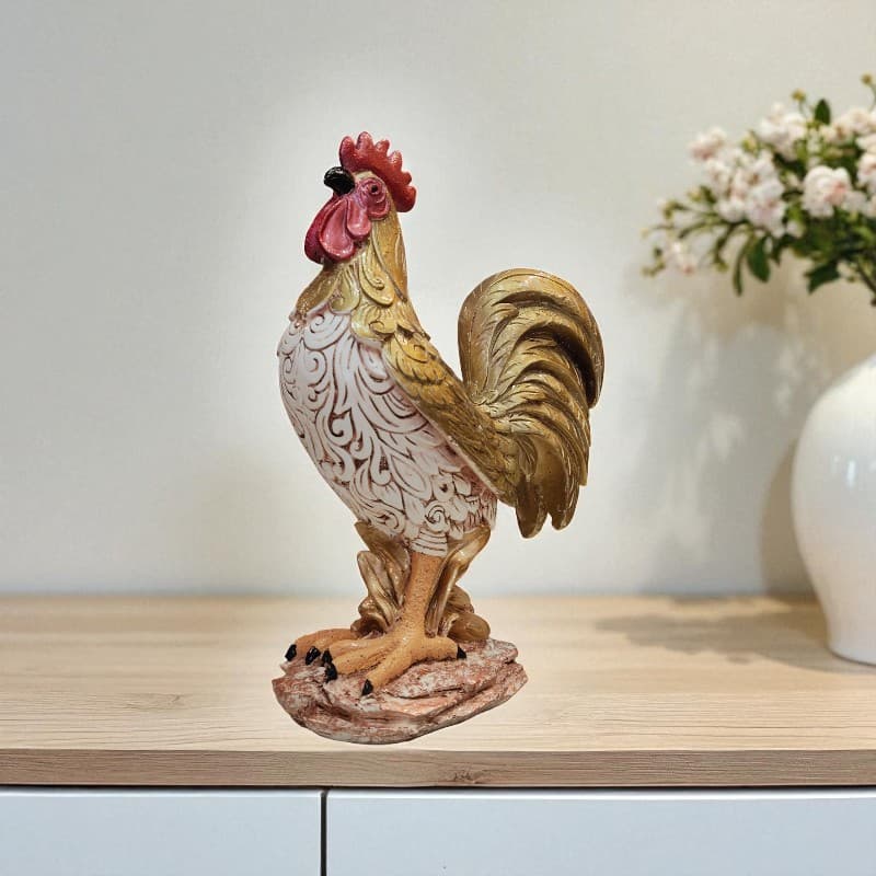 Golden Glory Rooster Figurine Decor Sculpture Home Accent Motumal-motumal