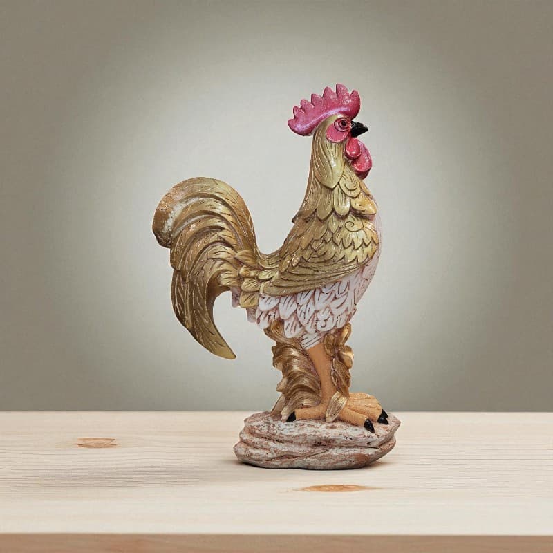 Golden Glory Rooster Figurine Decor Sculpture Home Accent Motumal-motumal
