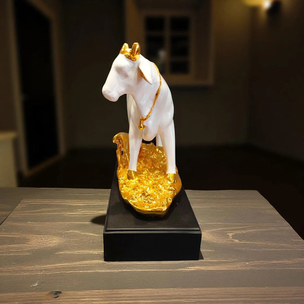 Golden Kamdhenu Cow Calf Idol Puja Decor Blessings Motumal-motumal