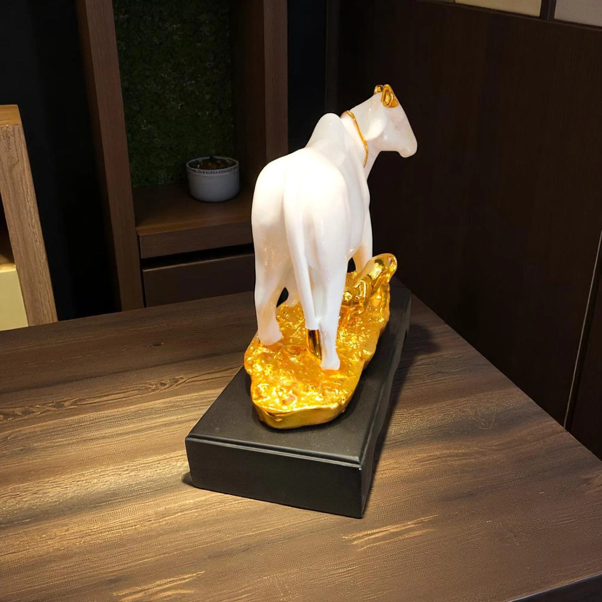 Golden Kamdhenu Cow Calf Idol Puja Decor Blessings Motumal-motumal