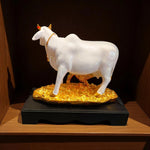 Golden Kamdhenu Cow Calf Idol Puja Decor Blessings Motumal-motumal