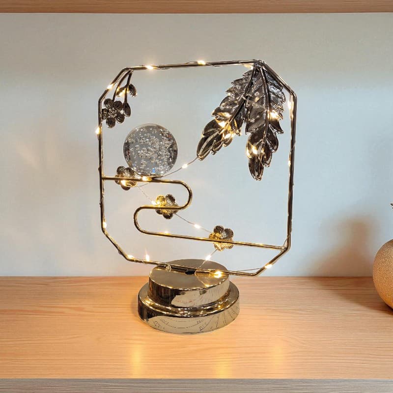 Golden LED Glow Frame Showpiece Home Decor Sculpture Motumal-motumal