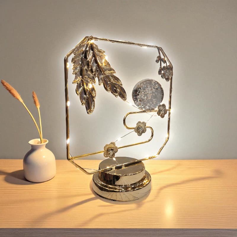 Golden LED Glow Frame Showpiece Home Decor Sculpture Motumal-motumal