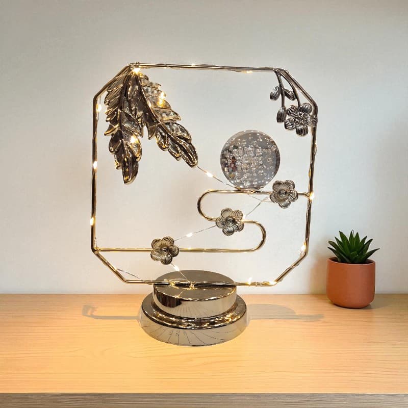 Golden LED Glow Frame Showpiece Home Decor Sculpture Motumal-motumal