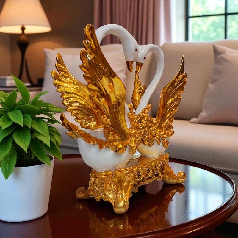 Golden Love Swan Pair Showpiece Elegant Home Decor Motumal-motumal