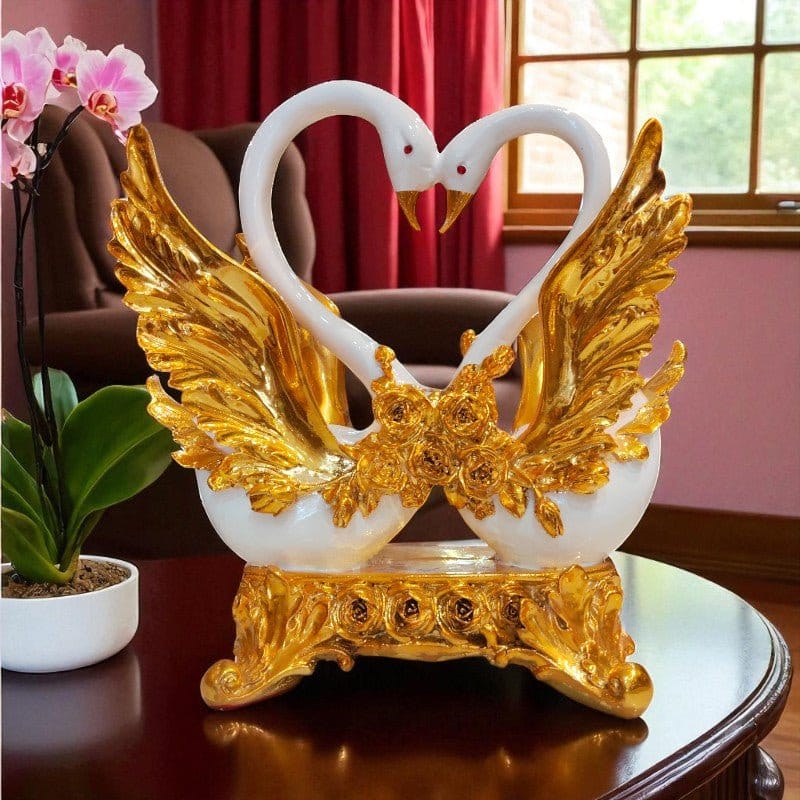 Golden Love Swan Pair Showpiece Elegant Home Decor Motumal-motumal