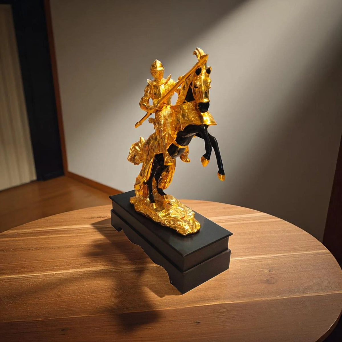 Golden Warrior On Horseback Showpiece Royal Decor Motumal-motumal