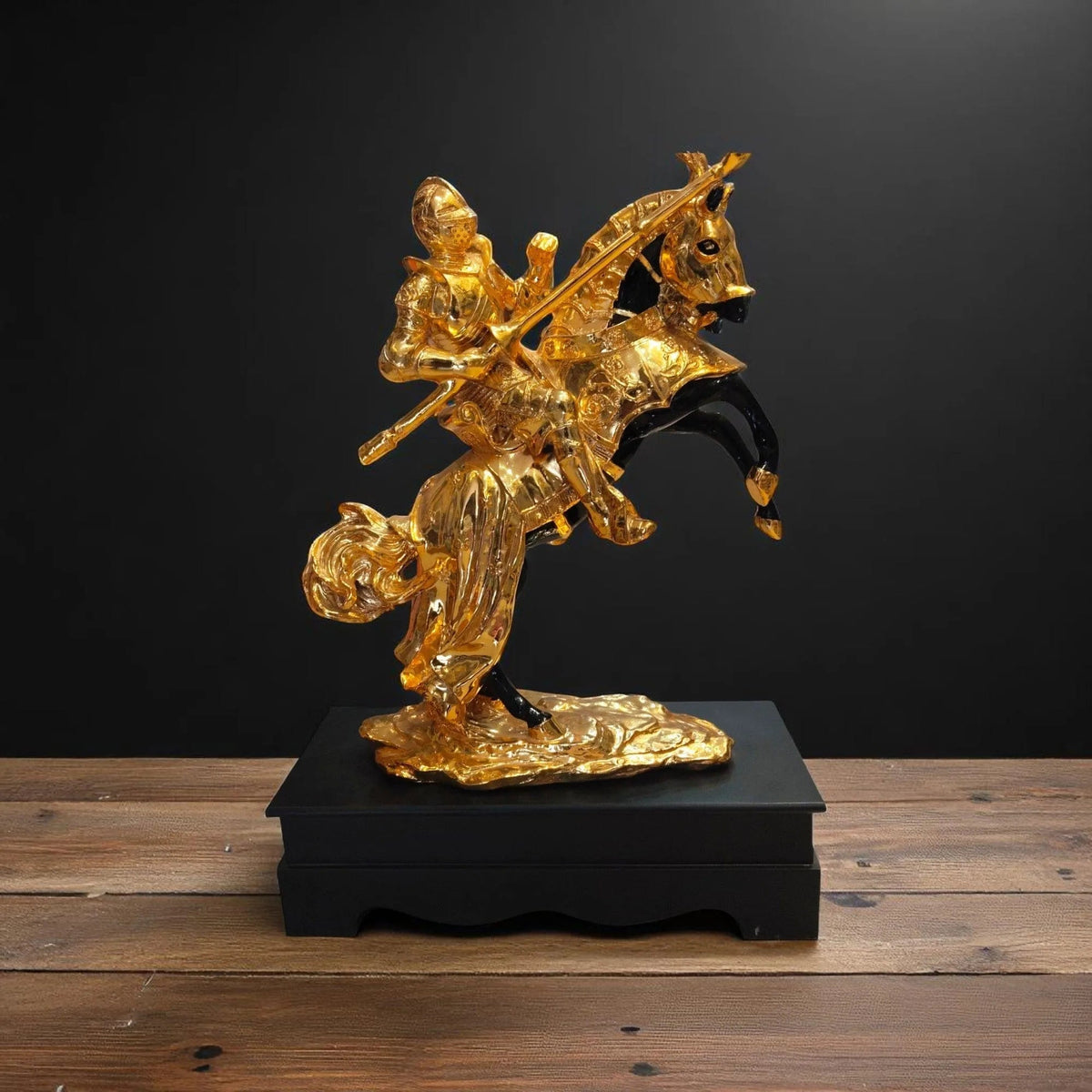 Golden Warrior On Horseback Showpiece Royal Decor Motumal-motumal