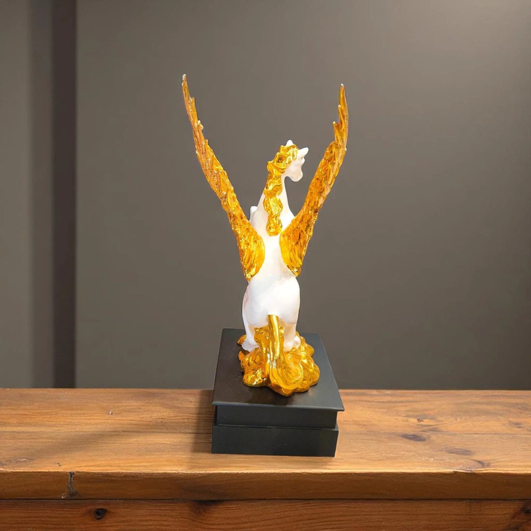 Golden Winged Pegasus Flying Horse Showpiece Decor Motumal-motumal