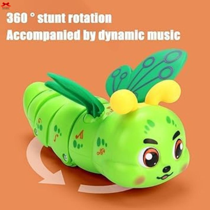 Green Musical Crawling Caterpillar Toy Lights Rotation Motumal-motumal
