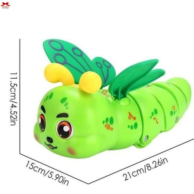 Green Musical Crawling Caterpillar Toy Lights Rotation Motumal-motumal