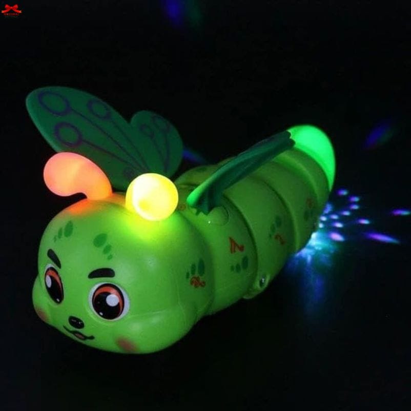 Green Musical Crawling Caterpillar Toy Lights Rotation Motumal-motumal