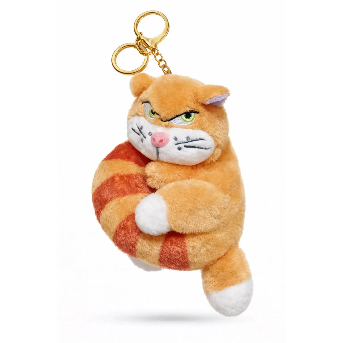 Grumpy Tabby Cat Plush Keychain Striped Tail Charm Motumal-motumal