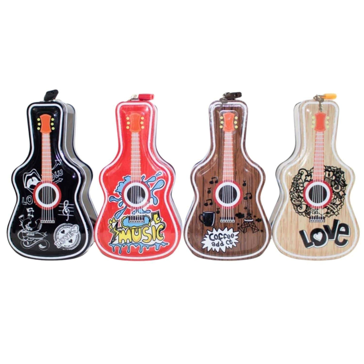 Guitar Shaped Red Metal Money Bank Locking Coin Saver Motumal-motumal