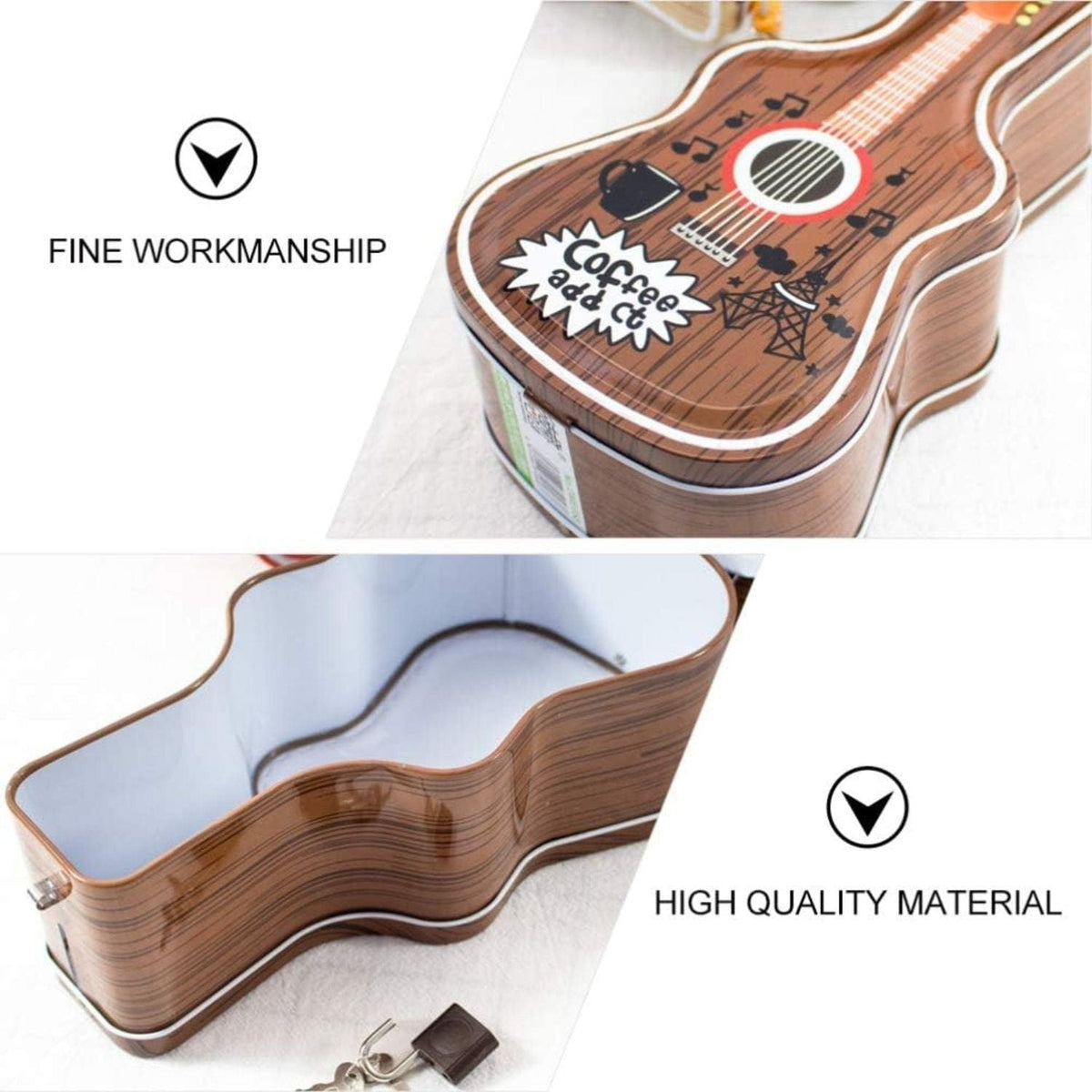 Guitar Shaped Red Metal Money Bank Locking Coin Saver Motumal-motumal