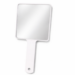 Handheld Mirror White Frame Ergonomic Handle Lightweight Portable-motumal