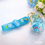 Heart Glitter Keychain Bright Blue Strap Charm Motumal-motumal