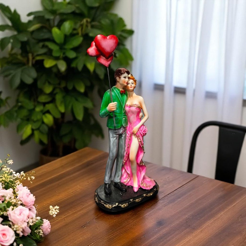Side Angle of Romantic Hearts Together Couple Statue – Polyresin Finish