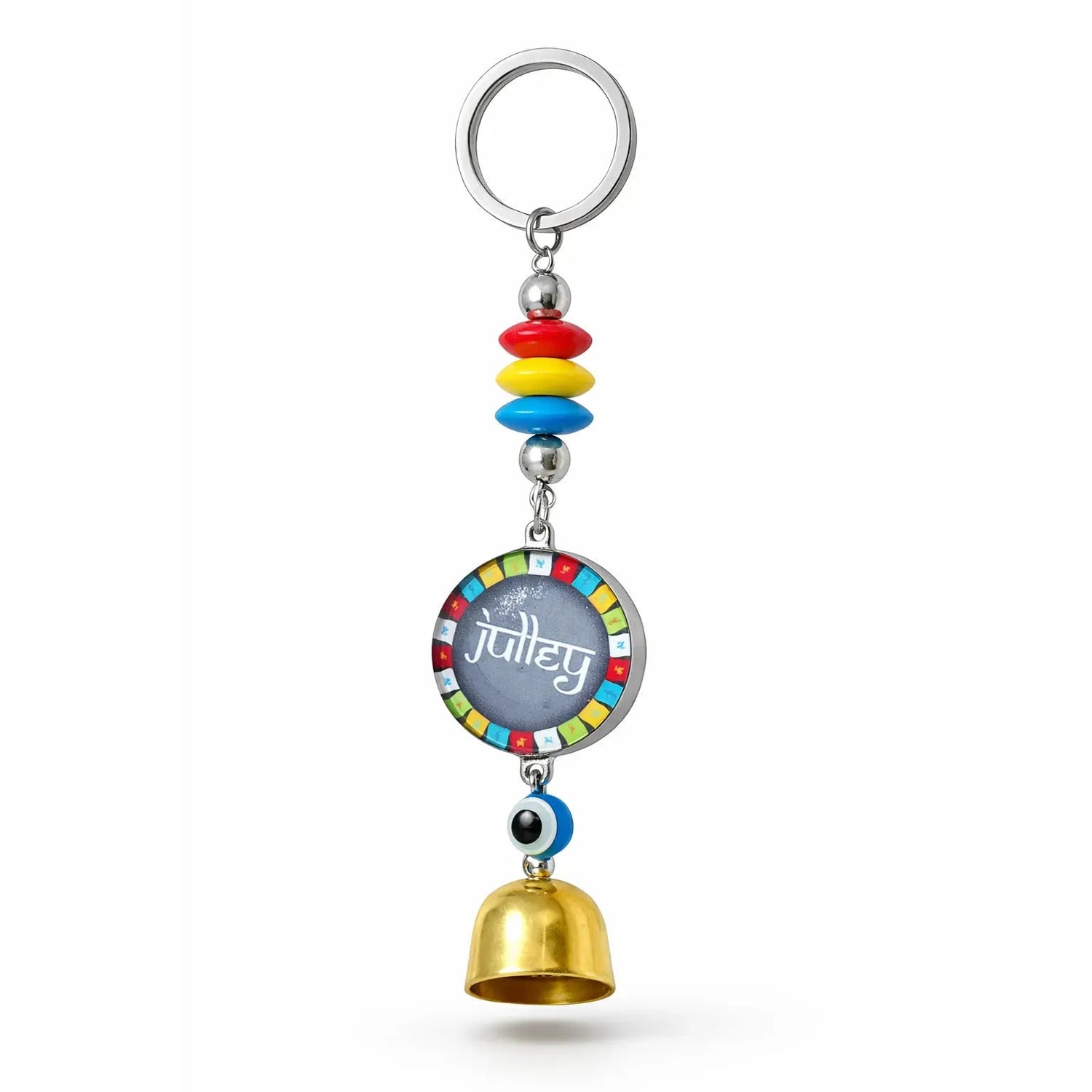 Himalayan Themed Beaded Keychain Charm Bell Colorful Beads Motumal-motumal