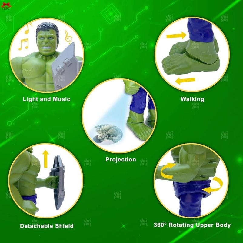 Hulk Action Figure Rotating Light Sound Shield Projection Motumal-motumal