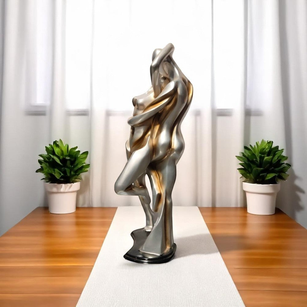  Side angle of modern couple statue showing hugging pose – luxury gifting piece