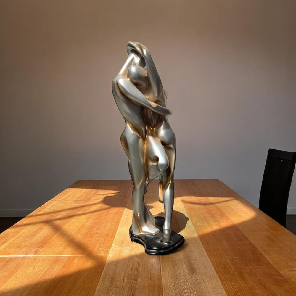 Elegant right side of the Hug of Infinity showpiece with shiny gold silver finish – Made in India