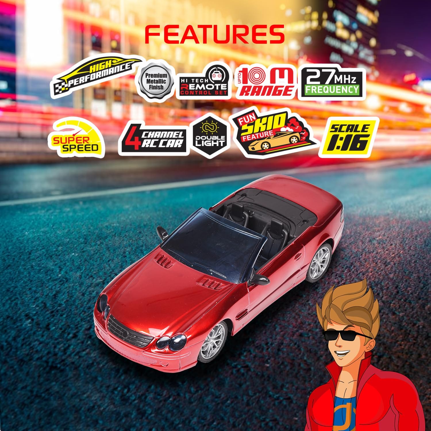 JAKS Falcon 777 RC Car Metallic Red Remote Control Motumal-motumal