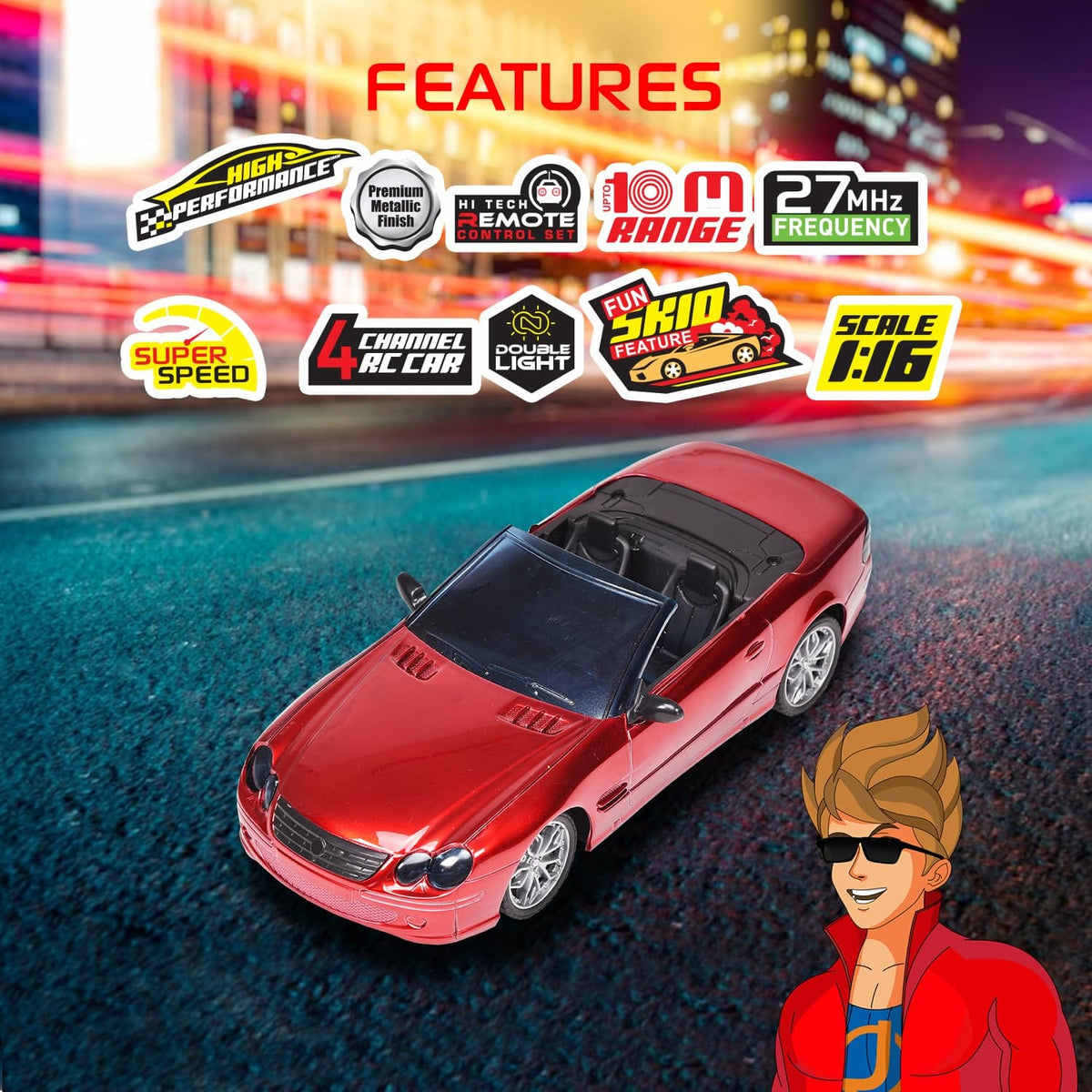JAKS Falcon 777 RC Car Metallic Red Remote Control Motumal-motumal