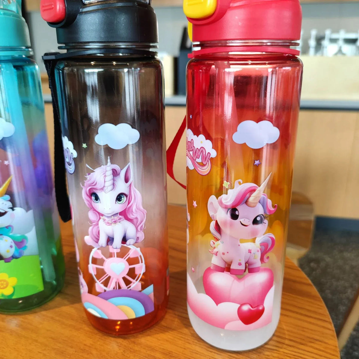 Kids Cartoon Printed Plastic Water Bottle Straw Motumal-motumal