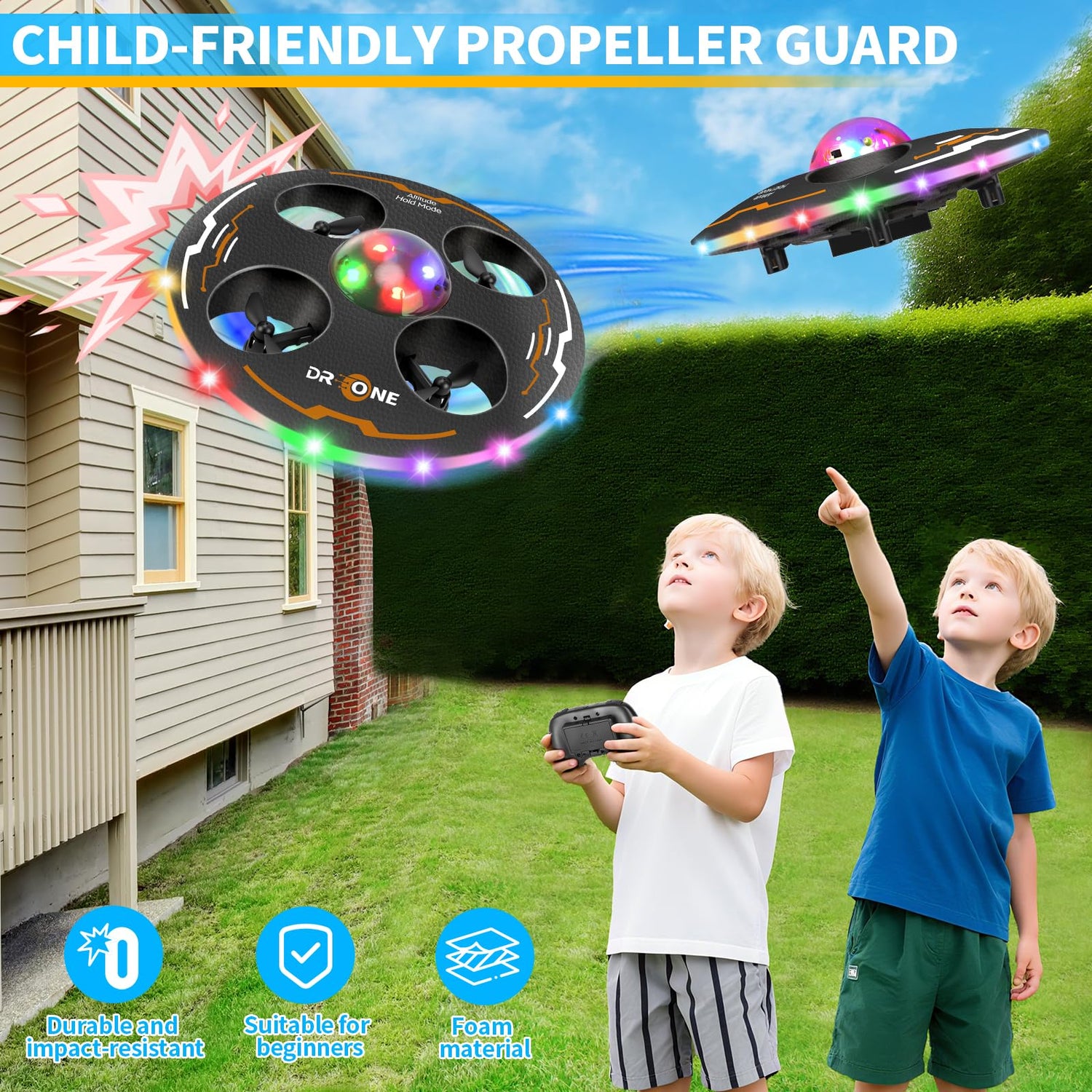 Kids Mini UFO Drone Beginner Friendly LED Lights Motumal-motumal